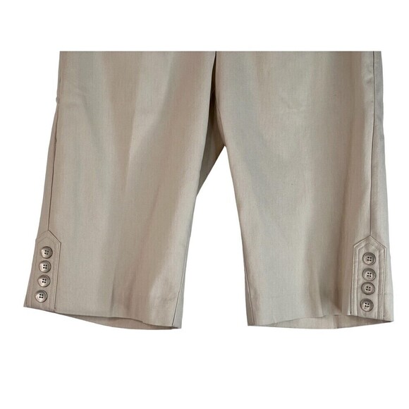 Lior Pull On Capri Pant Light Beige Pocket Silver Side Leg Buttons Sz 4 - Picture 4 of 8
